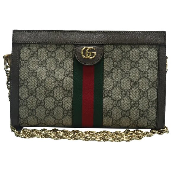 GUCCI Ophidia Brown Canvas Shoulder Bag 1126-020625 - Picture 1 of 12
